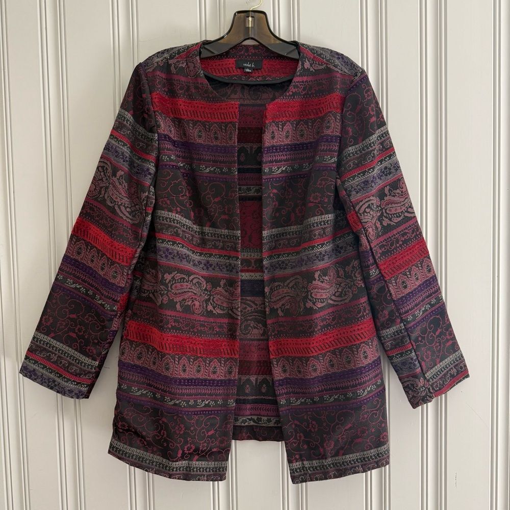 Multicolor Patterned Open Blazer/Coat